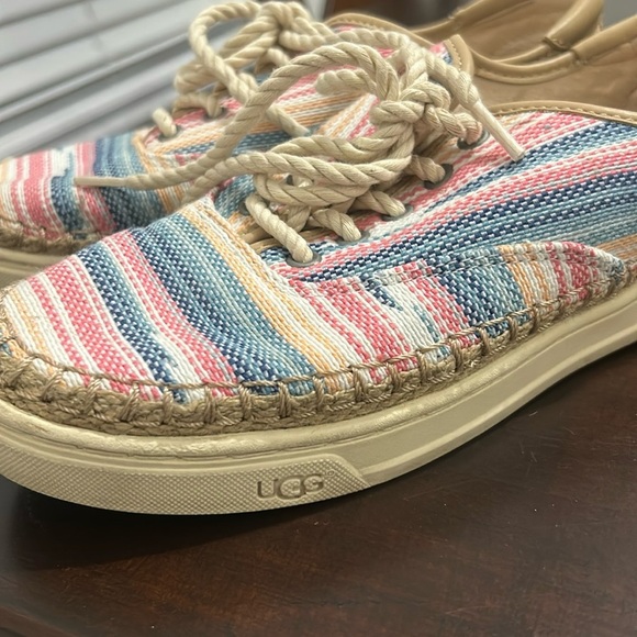 UGG Striped Pastel Knit Espadrille Sneakers Bohemian Lace Up Shoe Women size 7.5 - Picture 14 of 16